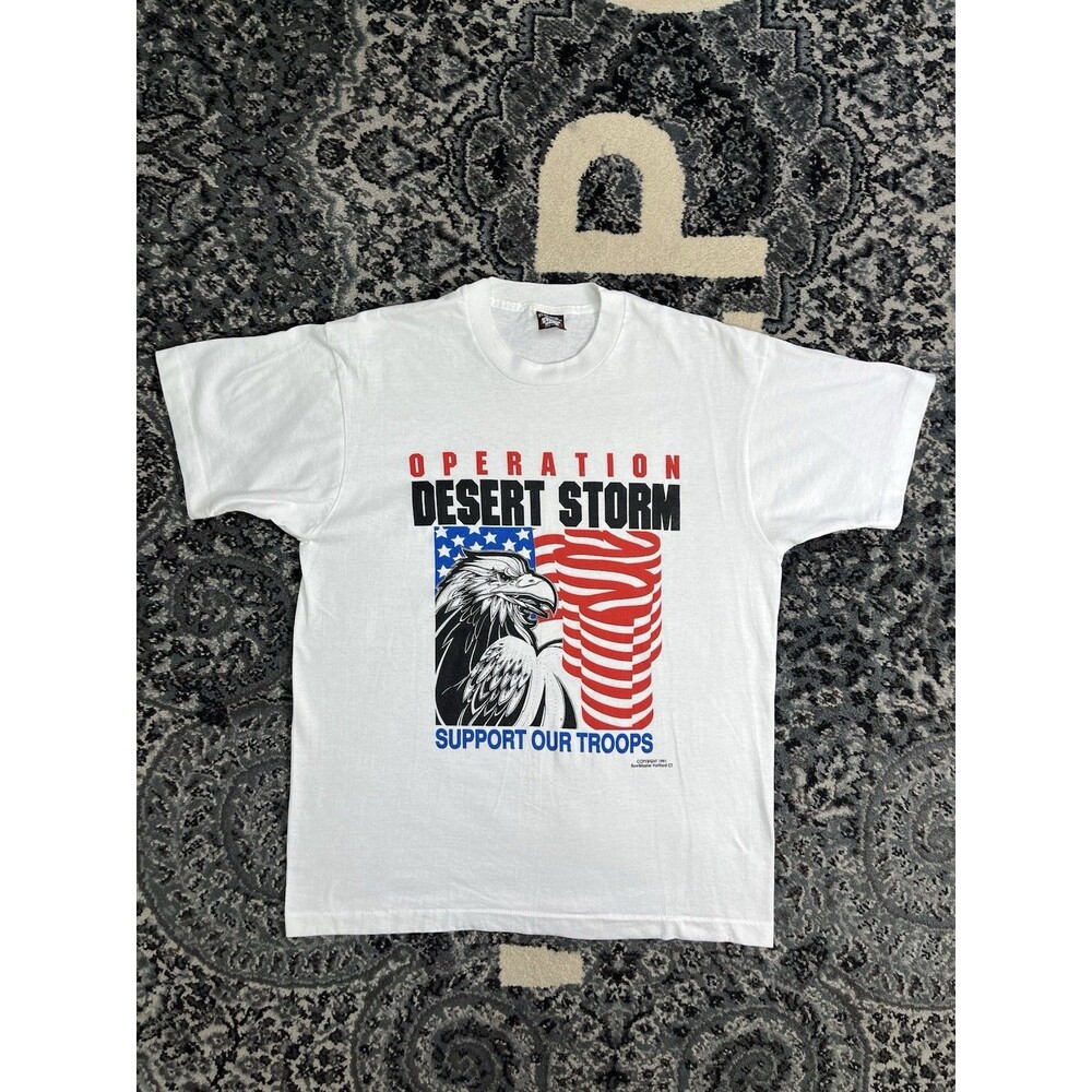 Operation Desert Storm Shirt Mens XL White Military Army 90s Vintage USA 1991